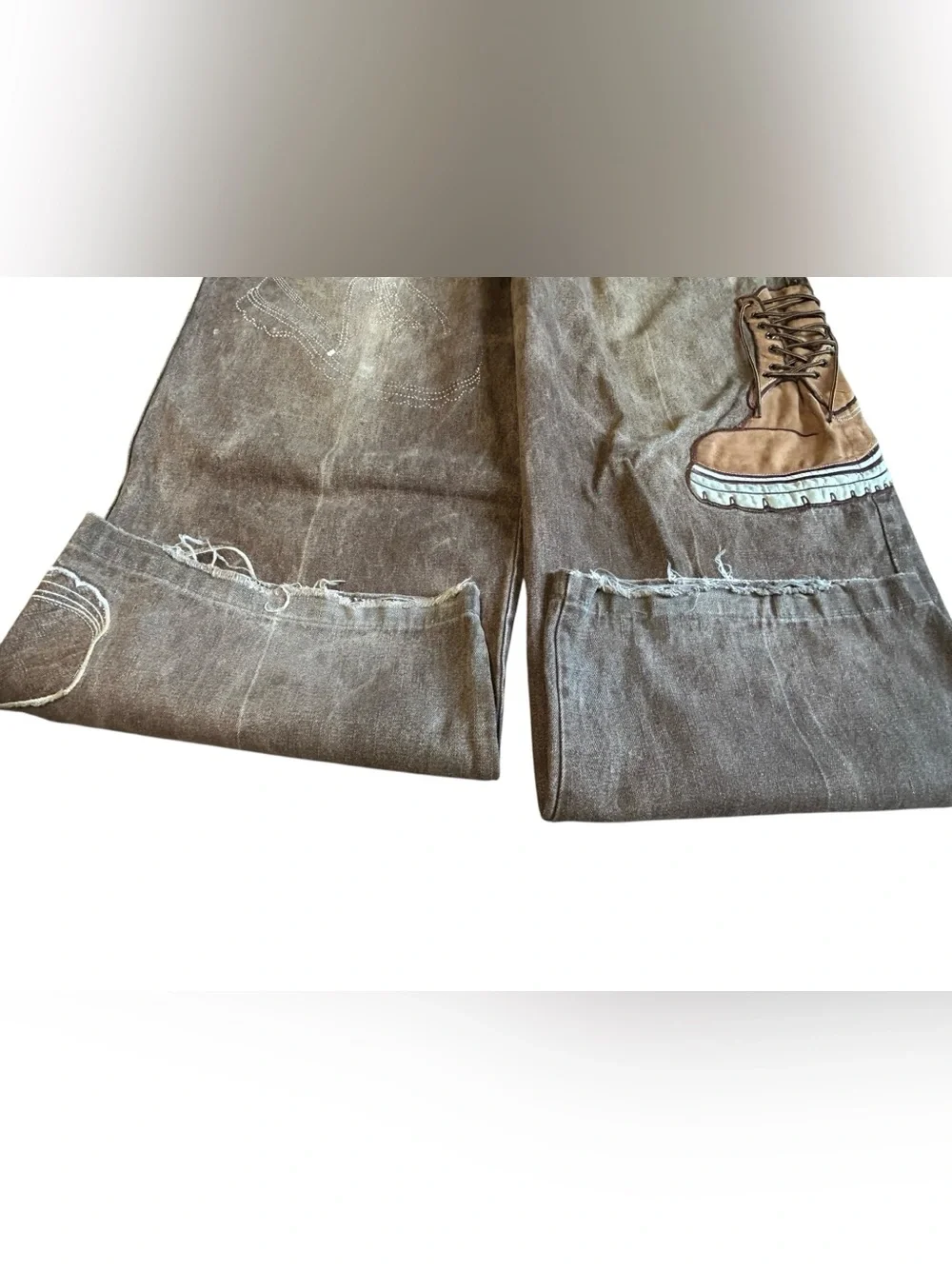 Vintage Y2K Raw Blue Timberland Boot Baggy Denim Set 42x34 3XL